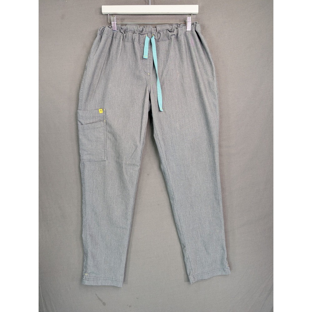 FIGS Threads for Threads Gray Scrub Pants Women Medium Cargo Elastic Waist